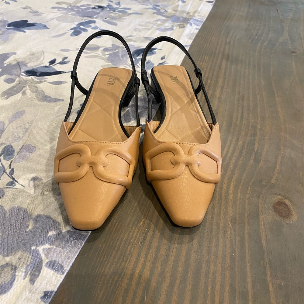 Zara two-tone slingback flats - size 38